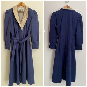 Navy Trench Coat with Tan Collar Size 15/16